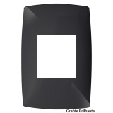 Placa para 2 Módulos Juntos Horizontal 4x2 Com Suporte - (HOME PRETO GRAFITE)